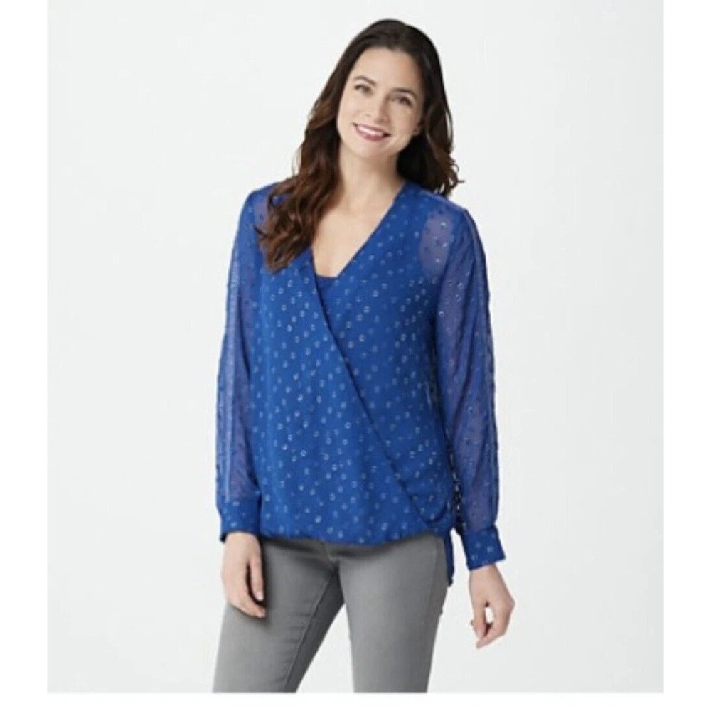 Lisa Rinna Collection Twist Front Top with Tank Deep Cobalt XX-Small A375491